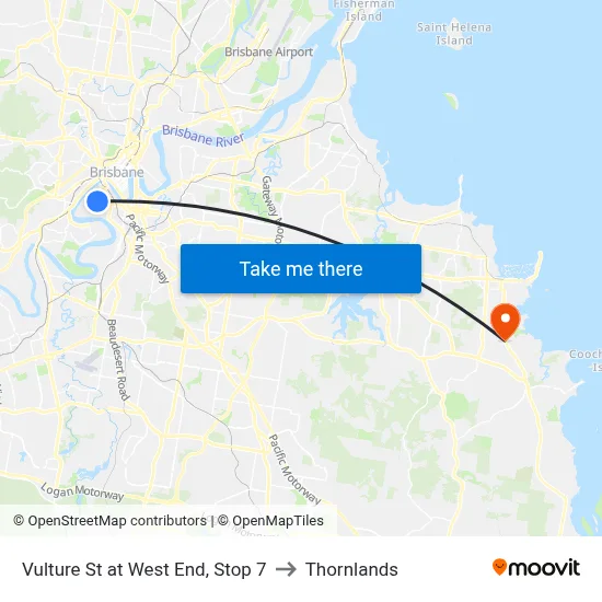 Vulture St at West End, Stop 7 to Thornlands map