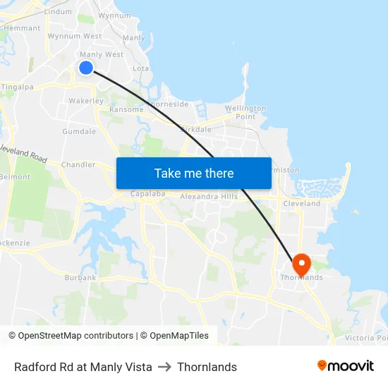 Radford Rd at Manly Vista to Thornlands map