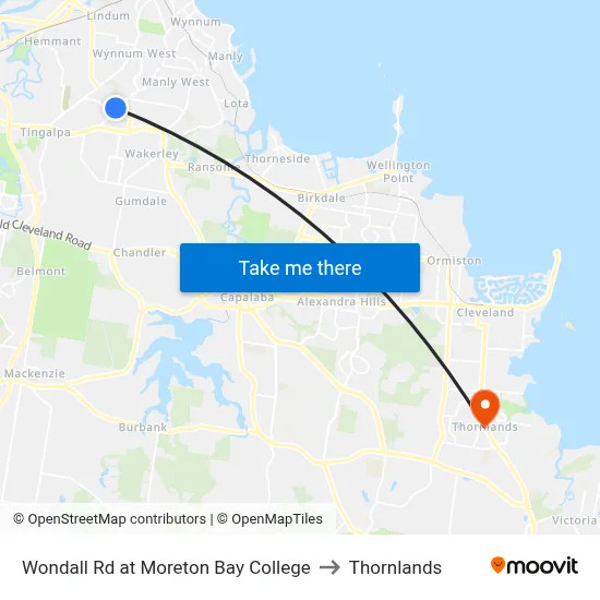 Wondall Rd at Moreton Bay College to Thornlands map