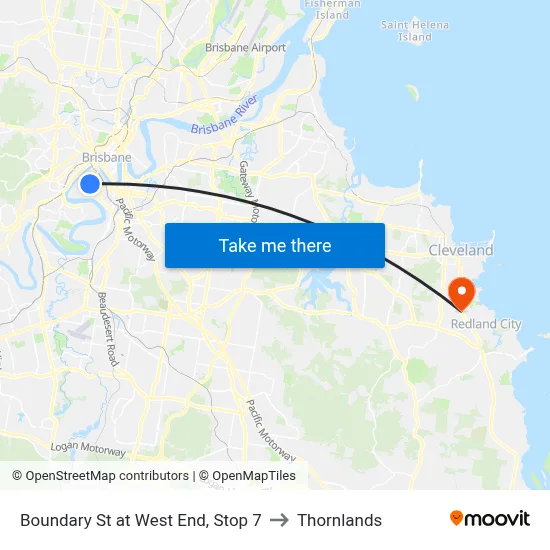Boundary St at West End, Stop 7 to Thornlands map