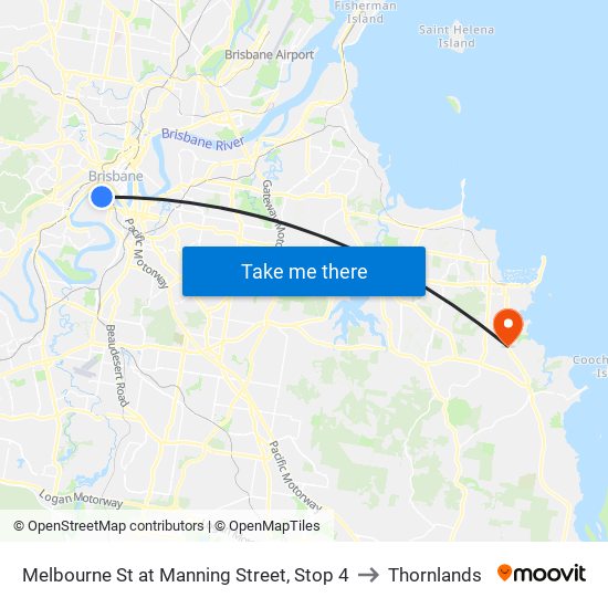 Melbourne St at Manning Street, Stop 4 to Thornlands map