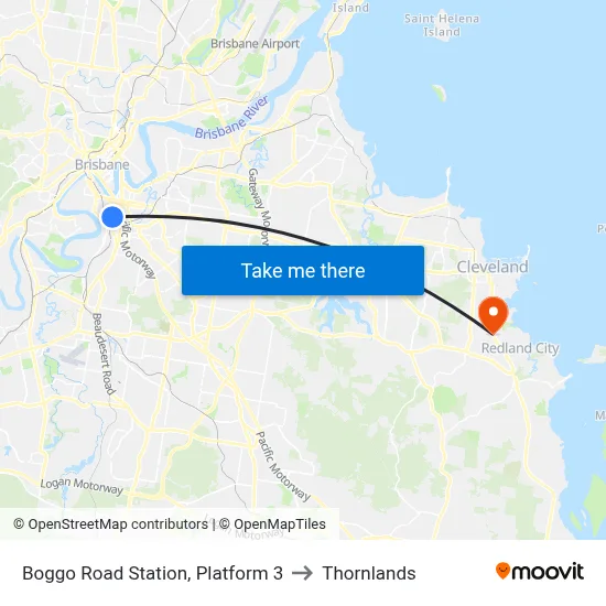 Boggo Road Station, Platform 3 to Thornlands map