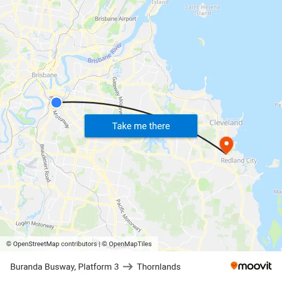 Buranda Busway, Platform 3 to Thornlands map