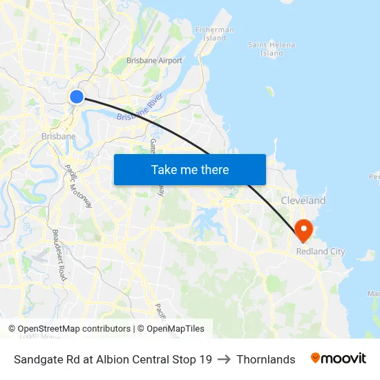 Sandgate Rd at Albion Central Stop 19 to Thornlands map