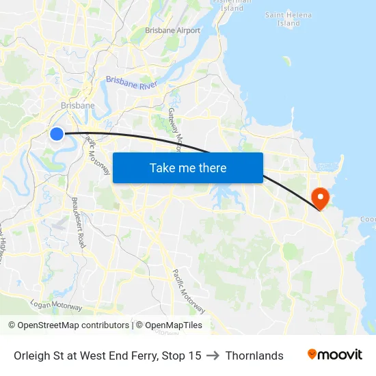 Orleigh St at West End Ferry, Stop 15 to Thornlands map