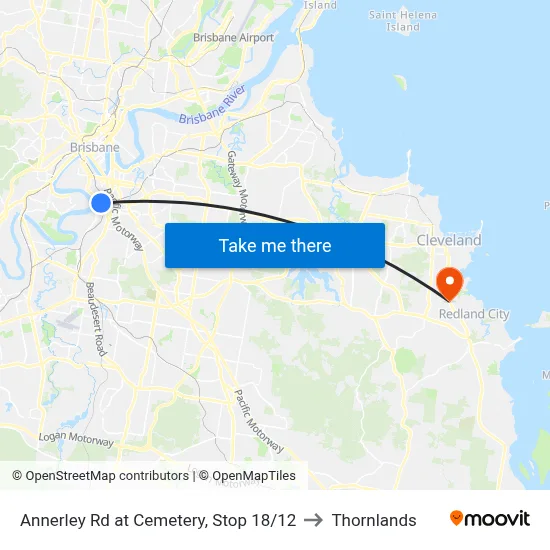 Annerley Rd at Cemetery, Stop 18/12 to Thornlands map