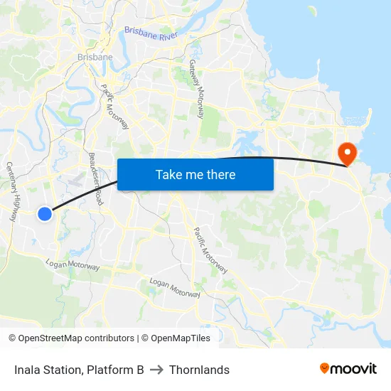 Inala Station, Platform B to Thornlands map
