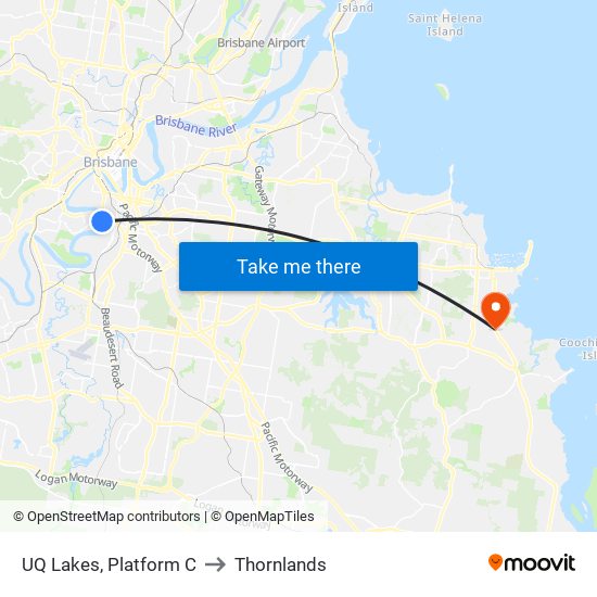 UQ Lakes, Platform C to Thornlands map