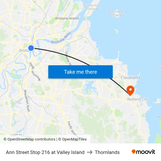 Ann Street Stop 216 at Valley Island to Thornlands map