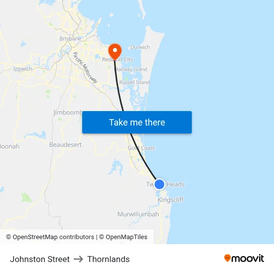 Johnston Street to Thornlands map