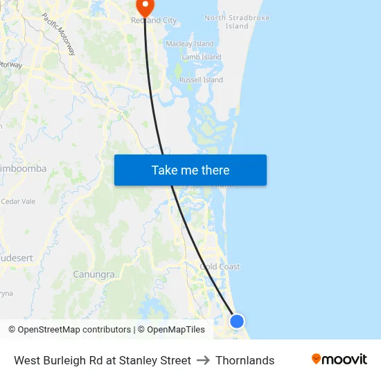 West Burleigh Rd at Stanley Street to Thornlands map