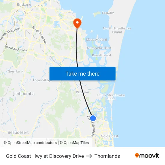 Gold Coast Hwy at Discovery Drive to Thornlands map