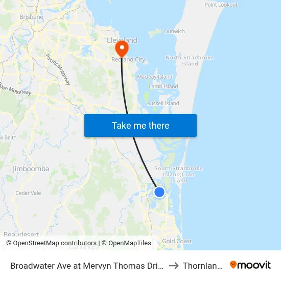 Broadwater Ave at Mervyn Thomas Drive to Thornlands map