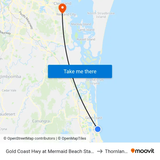 Gold Coast Hwy at Mermaid Beach Station to Thornlands map