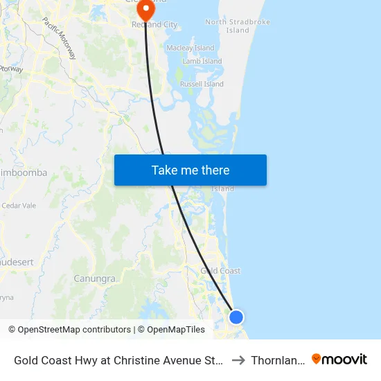 Gold Coast Hwy at Christine Avenue Station to Thornlands map