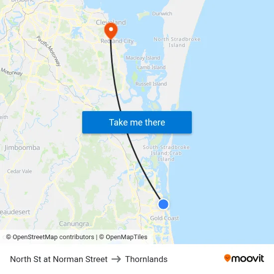 North St at Norman Street to Thornlands map