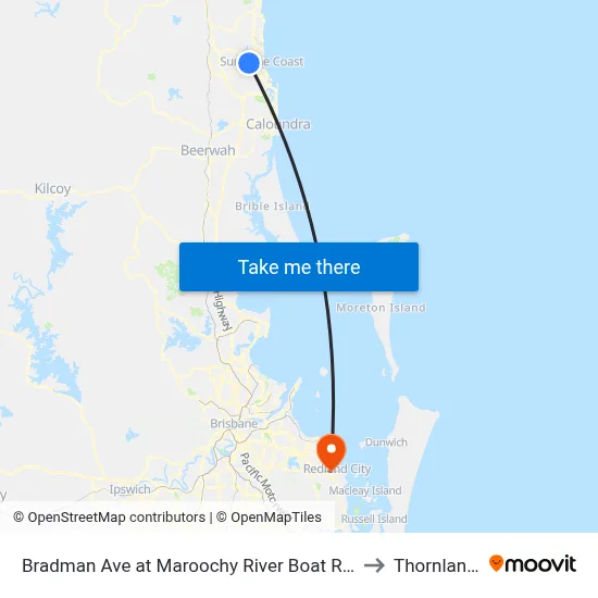 Bradman Ave at Maroochy River Boat Ramp to Thornlands map