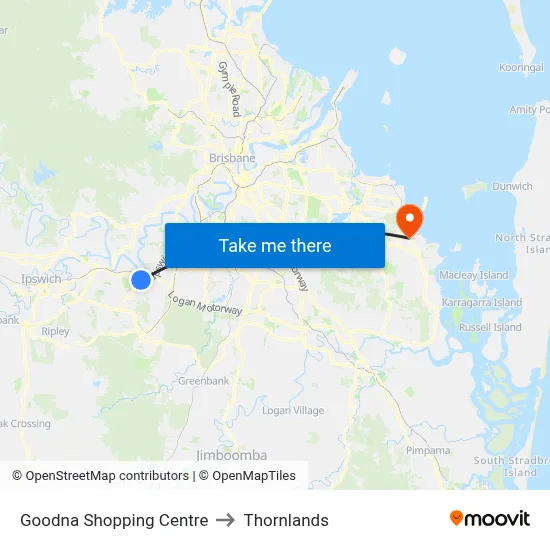 Goodna Shopping Centre to Thornlands map