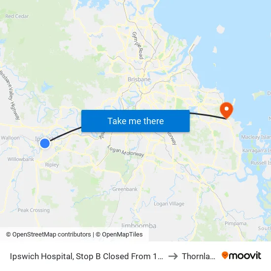 Ipswich Hospital, Stop B to Thornlands map