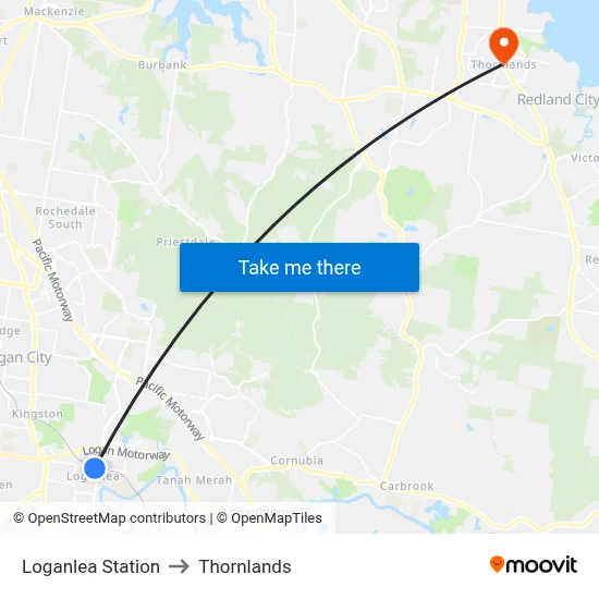 Loganlea Station to Thornlands map