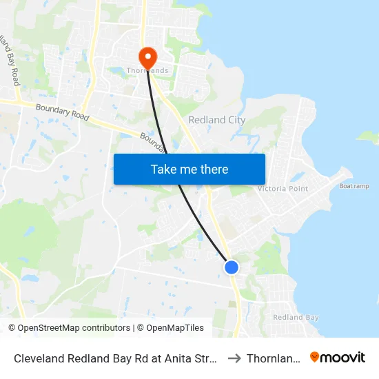 Cleveland Redland Bay Rd at Anita Street to Thornlands map