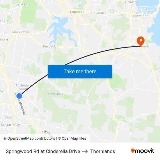 Springwood Rd at Cinderella Drive to Thornlands map