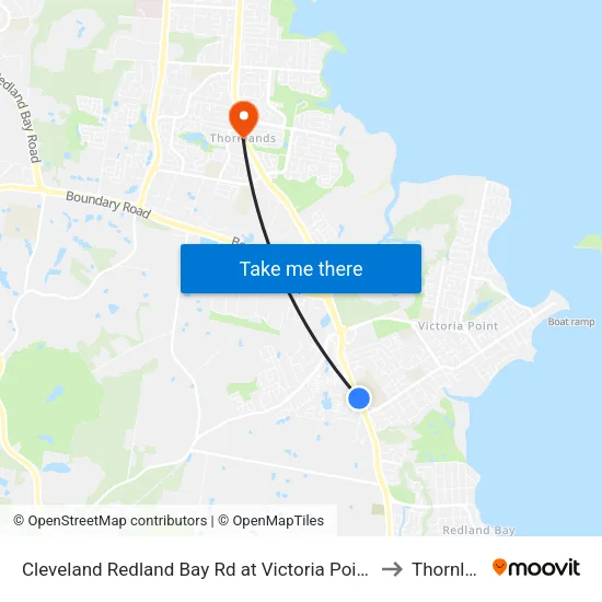 Cleveland Redland Bay Rd at Victoria Point High School to Thornlands map