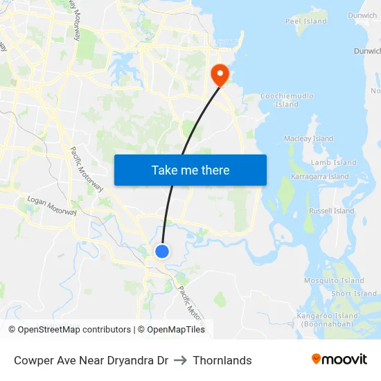 Cowper Ave Near Dryandra Dr to Thornlands map