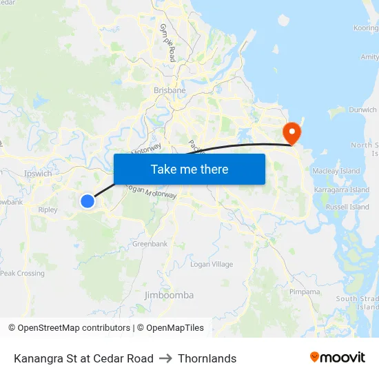 Kanangra St at Cedar Road to Thornlands map