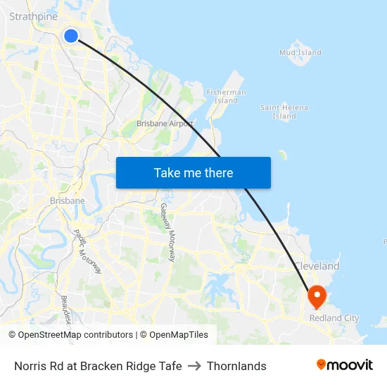 Norris Rd at Bracken Ridge Tafe to Thornlands map