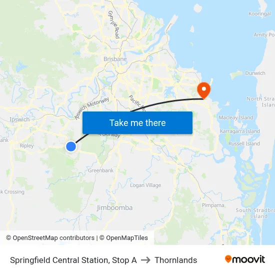 Springfield Central Station, Stop A to Thornlands map