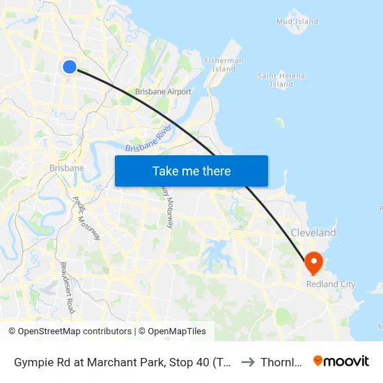 Gympie Rd at Marchant Park, Stop 40 (Temp Closure) to Thornlands map
