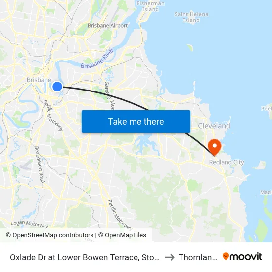 Oxlade Dr at Lower Bowen Terrace, Stop 19 to Thornlands map