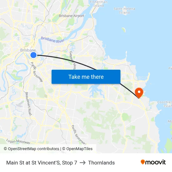 Main St at St Vincent'S, Stop 7 to Thornlands map