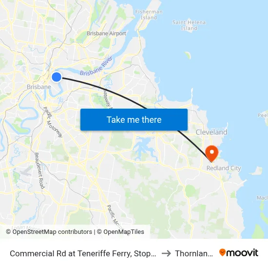 Commercial Rd at Teneriffe Ferry, Stop 16 to Thornlands map