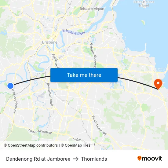 Dandenong Rd at Jamboree to Thornlands map