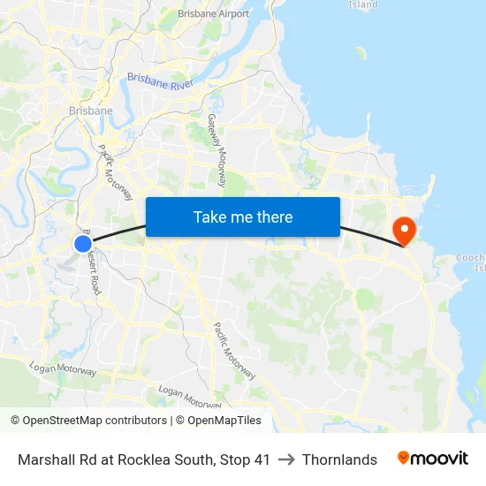 Marshall Rd at Rocklea South, Stop 41 to Thornlands map