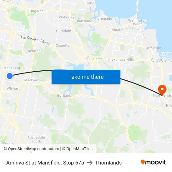 Aminya St at Mansfield, Stop 67a to Thornlands map