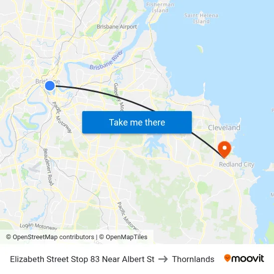 Elizabeth Street Stop 83 Near Albert St to Thornlands map