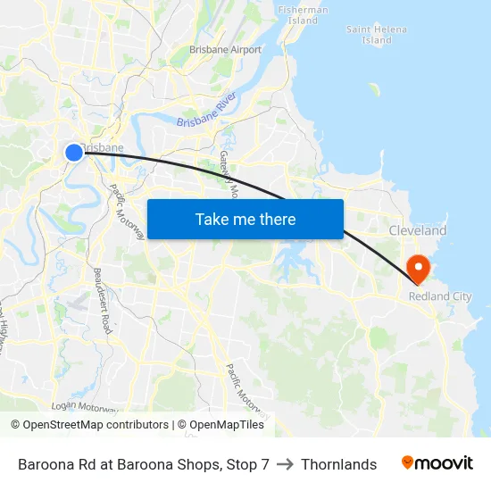 Baroona Rd at Baroona Shops, Stop 7 to Thornlands map