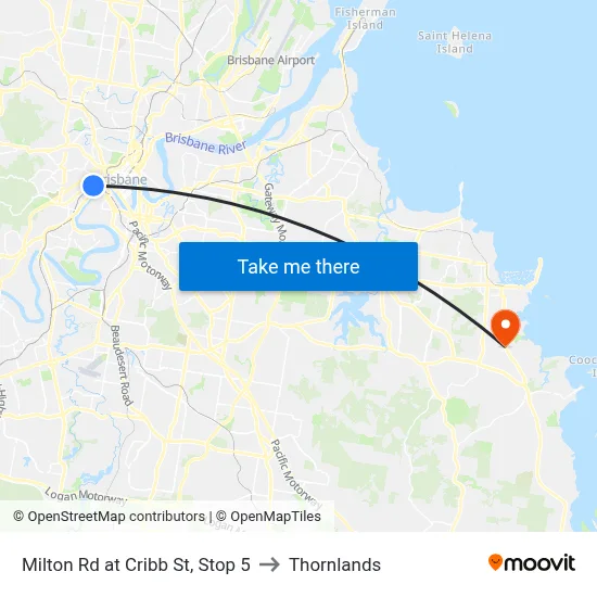 Milton Rd at Cribb St, Stop 5 to Thornlands map