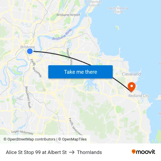 Alice St Stop 99 at Albert St to Thornlands map