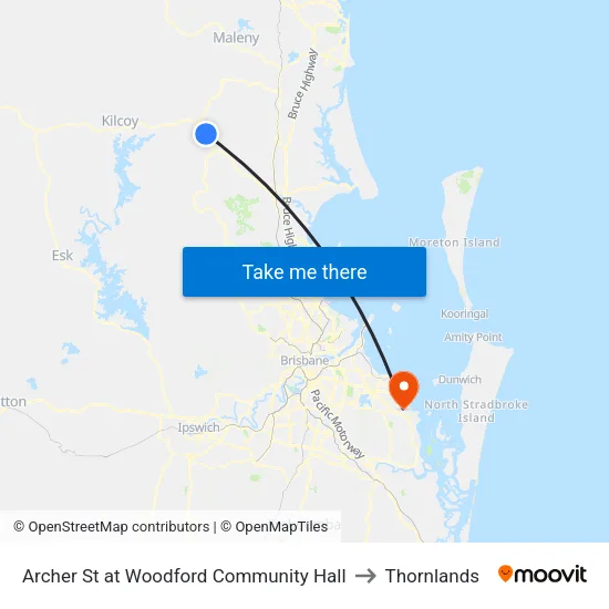 Archer St at Woodford Community Hall to Thornlands map