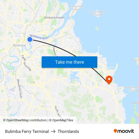 Bulimba Ferry Terminal to Thornlands map