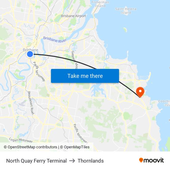 North Quay Ferry Terminal to Thornlands map