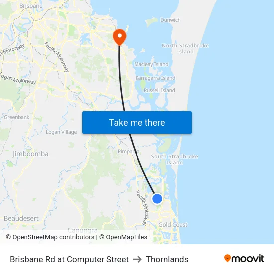Brisbane Rd at Computer Street to Thornlands map