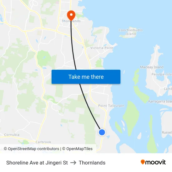 Shoreline Ave at Jingeri St to Thornlands map