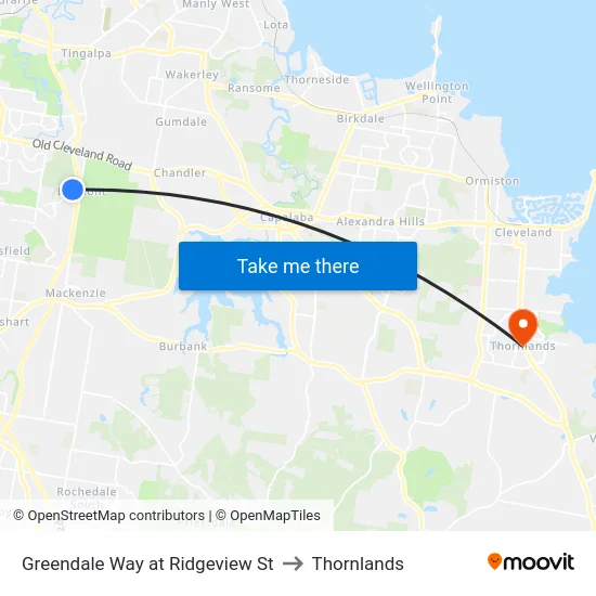 Greendale Way at Ridgeview St to Thornlands map