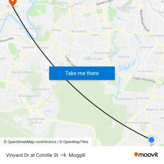 Vinyard Dr at Colville St to Moggill map