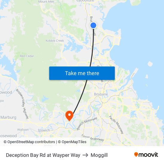 Deception Bay Rd at Wayper Way to Moggill map